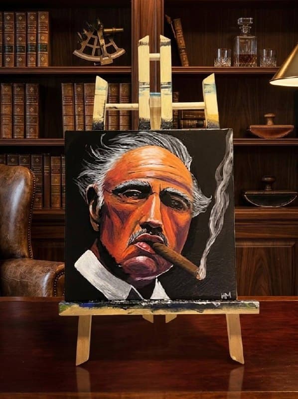 Exclusief Portret "De Peetvader met Sigaar" door M. Zhuchkov